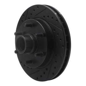 Chevrolet C2500 Brake Rotor (1) - Front Left - R1 Concepts - Drilled & Slotted - Black - `94-`02